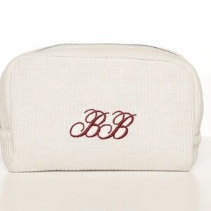 NWT Beginning Boutique Glow Time White Embroidered Makeup Bag❤️✨🪩